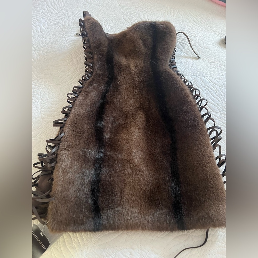 Vintage Brown Fur Dress with Black Zipper